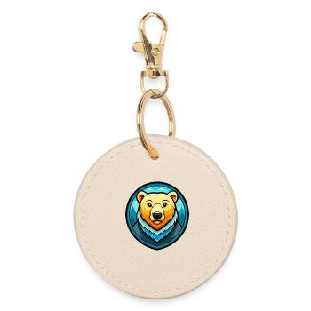 Polar Bear Colorful Kawaii Cartoon Character Pet - Round Keyring - oyster - Front