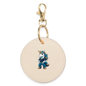 Licorne Cool Kawaii Dessin animé Personnage Clipart - Porte-clés rond - huître - Devant