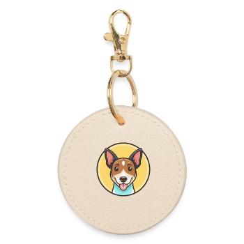 Chilean Fox Terrier Dog Breed Funny Cartoon Kawaii - Round Keyring - oyster - Front