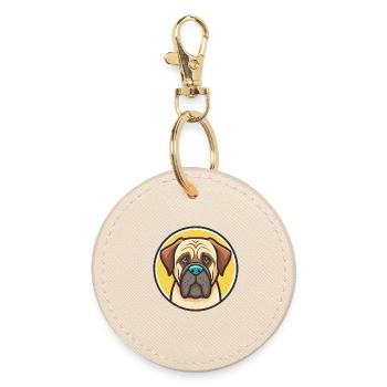 Englische Dogge Hund Rasse Karikatur Kawaii Clipart - Runder Schlüsselanhänger - Auster - Vorne