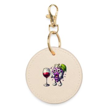Funny wine grape design - Round Keyring - oyster - Front