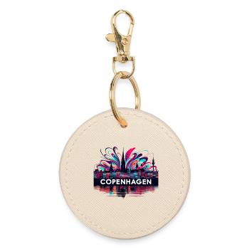 Copenhagen Capital Denmark Gift - Round Keyring - oyster - Front