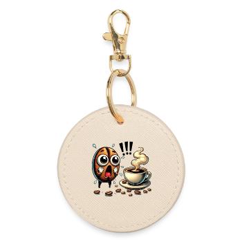 Lustiges Kaffee Design - Runder Schlüsselanhänger - Auster - Vorne