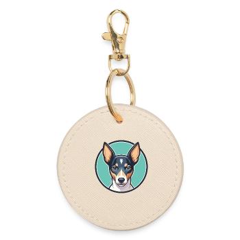 Decker Rat Terrier Hunderasse Karikatur Kawaii - Runder Schlüsselanhänger - Auster - Vorne