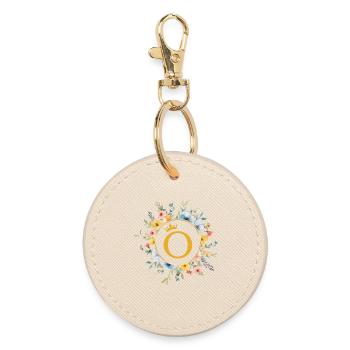 O Monogram, Flower Circle, Personalizable - Round Keyring - oyster - Front