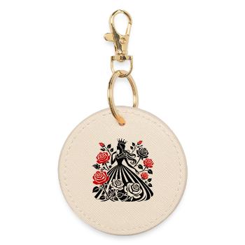 Queen with roses : Your elegance in full bloom - Round Keyring - oyster - Front