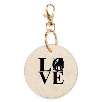 Bouledogue américain Love Dog motif - Porte-clés rond - huître - Devant