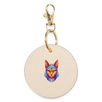 Arabian Egyptian Mau Cat Breed Cartoon Kawaii Anim - Round Keyring - oyster - Front