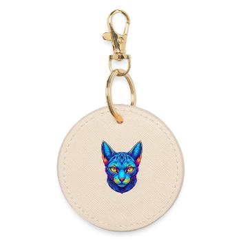 Arabian Egyptian Mau Cat Breed Cartoon Kawaii Anim - Round Keyring - oyster - Front