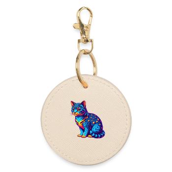 Australian Spotted Mist Cat Breed Cartoon Kawaii A - Round Keyring - oyster - Front