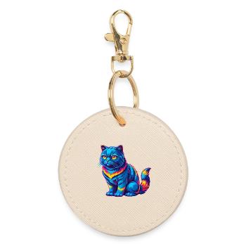 Chat droit écossais race dessin animé Kawaii Animal - Porte-clés rond - huître - Devant