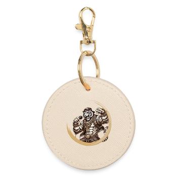 A muscular tiger as a rapper, energy and style - Round Keyring - oyster - Front