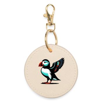 Puffin - Round Keyring - oyster - Front