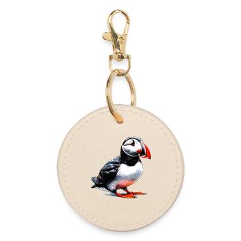 Puffin - Round Keyring - oyster - Front
