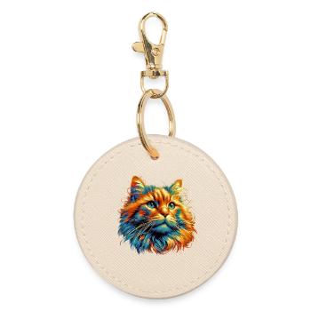 Cat - Round Keyring - oyster - Front