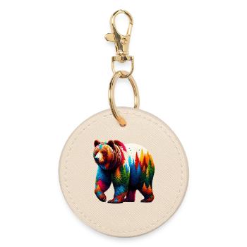 Bear - Round Keyring - oyster - Front