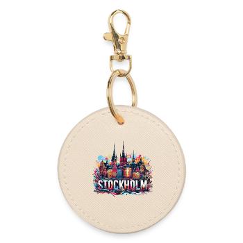 Stockholm Capital Sweden Gift - Round Keyring - oyster - Front
