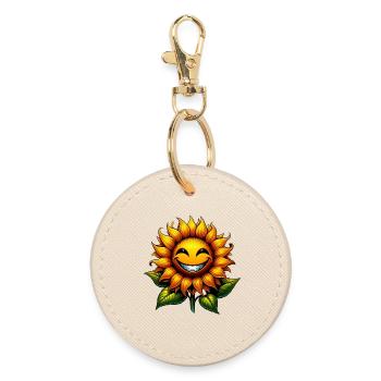 Sonnenblume - Runder Schlüsselanhänger - Auster - Vorne