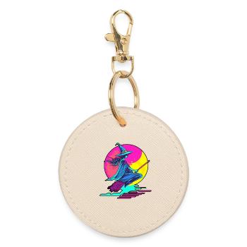 Witch Witches Halloween 90s Vaporwave - Round Keyring - oyster - Front