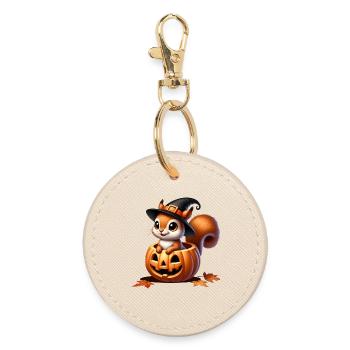 niedliches Halloween-Eichhörnchen:Süßer Gruselspaß - Runder Schlüsselanhänger - Auster - Vorne