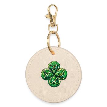 Trèfle à quatre feuilles - Porte-clés rond - huître - Devant