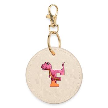 F - DINOSAUR, customizable - Round Keyring - oyster - Front