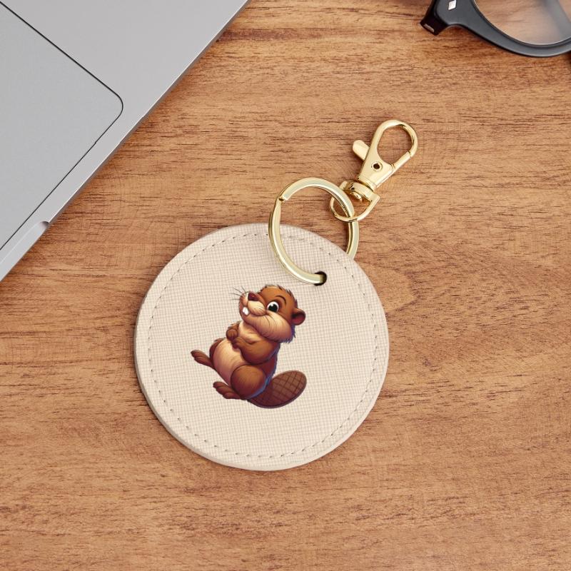 Beaver Round Keyring