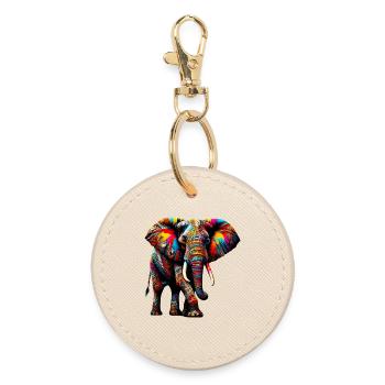 Elephant - Round Keyring - oyster - Front