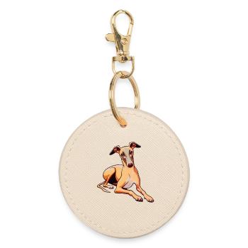 Whippet - Runder Schlüsselanhänger - Auster - Vorne