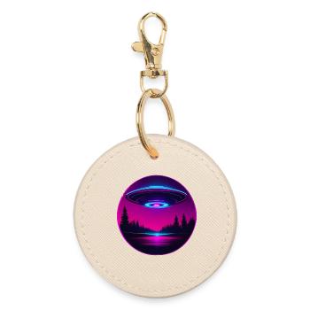 Pink Ufo - Runder Schlüsselanhänger - Auster - Vorne