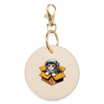 Chat astronaute - Porte-clés rond - huître - Devant