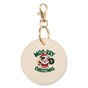 Vache festive Père Noël Design de Noël - Porte-clés rond - huître - Devant