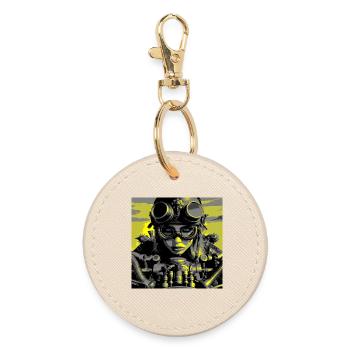 Steampunk Biker - Round Keyring - oyster - Front