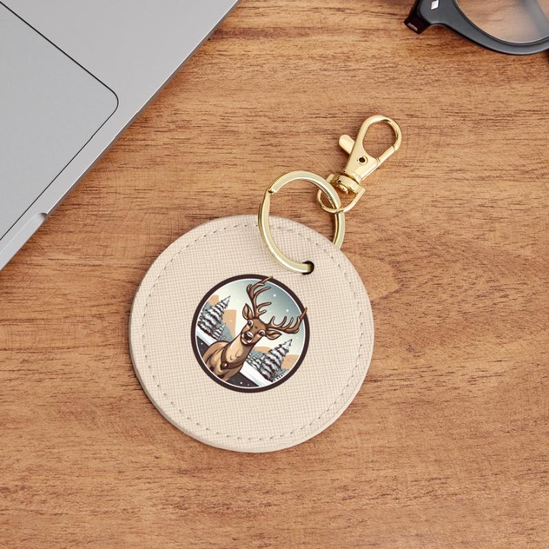 Deer in winter Round Keyring