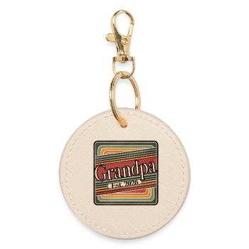 Opa Est. 2026 – Retro Geschenk für Großväter - Runder Schlüsselanhänger - Auster - Vorne