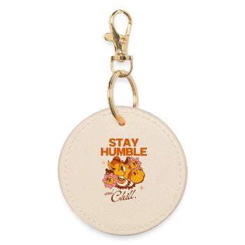 Stay Humble and Chill – Vintage Cartoon Vibes - Round Keyring - oyster - Front