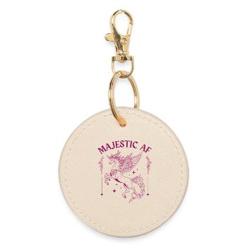 Majestic AF – Mystisches Einhorn Design - Runder Schlüsselanhänger - Auster - Vorne