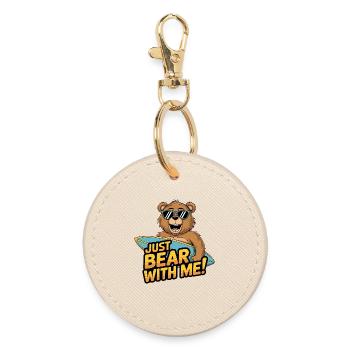 Just Bear With Me - Surfer Bear Fun - Porte-clés rond - huître - Devant