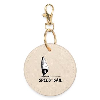 Speed Sail Board Silhouette - Round Keyring - oyster - Front