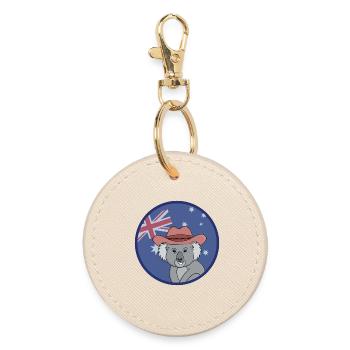 Adorable Koala with the Australian flag - Round Keyring - oyster - Front