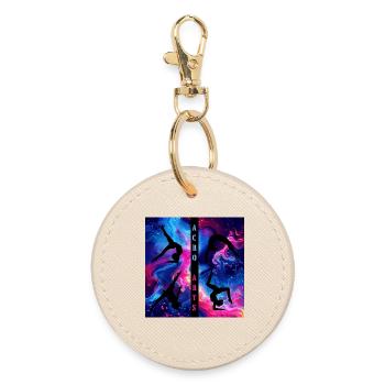 Acro Arts Black on Neon - Round Keyring - oyster - Front