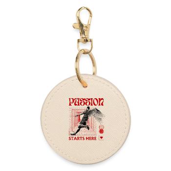 Passion Starts Here – Football in Retro-Futurism - Round Keyring - oyster - Front