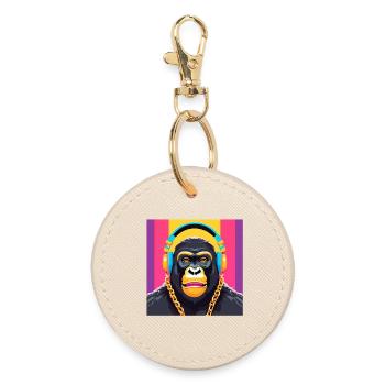 Gorilla, Primat, Affe - Runder Schlüsselanhänger - Auster - Vorne