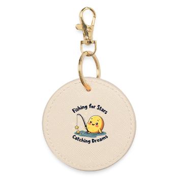 Fishing for Stars, Catching Dreams - Round Keyring - oyster - Front
