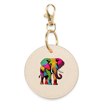 Elephant - Round Keyring - oyster - Front