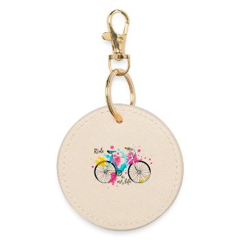 Ride the Art of Life Vibrant Watercolor Bicycle - Porte-clés rond - huître - Devant