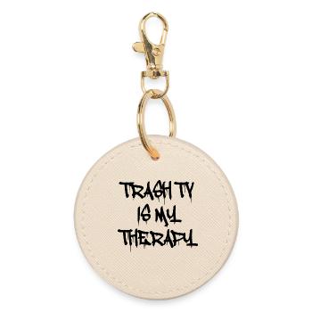 Trash TV Is My Therapy – Reality Show Love - Runder Schlüsselanhänger - Auster - Vorne