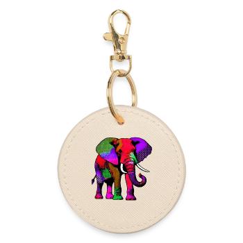 Elephant - Round Keyring - oyster - Front