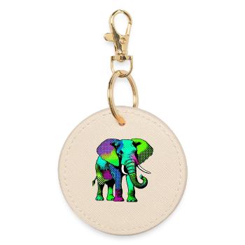 Elephant - Round Keyring - oyster - Front