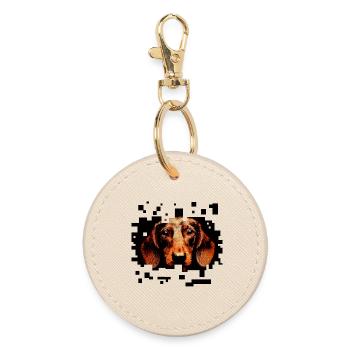 Teckel à poil dur pixelart - Porte-clés rond - huître - Devant